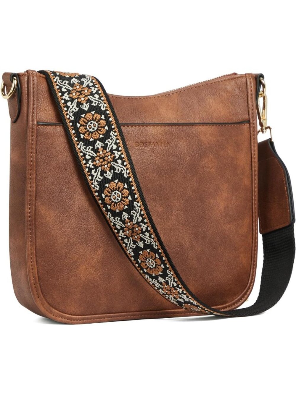 Women's Brown Leather Crossbody Bag Purse Ladies Hobo with Adjustable Strap